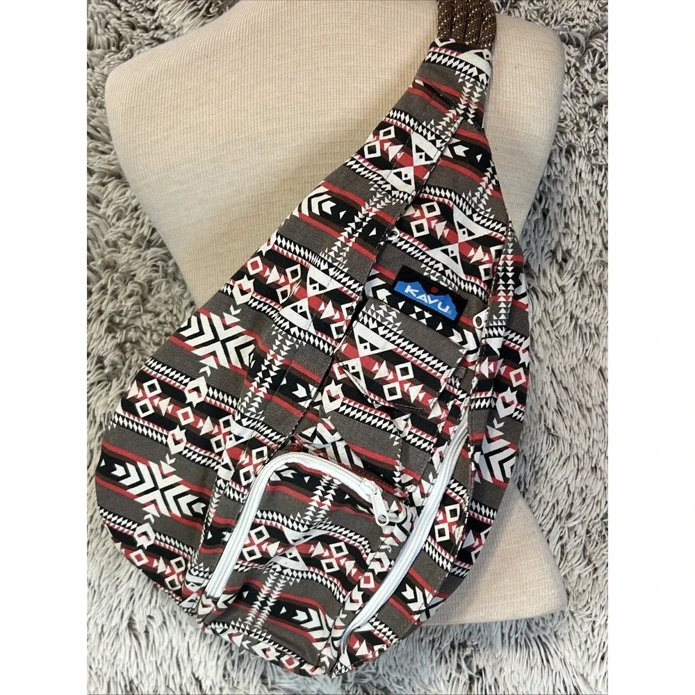 Kavu Aztec Multicolor Rope Sling Bag Brown Black Red‎ School Hiking Gym